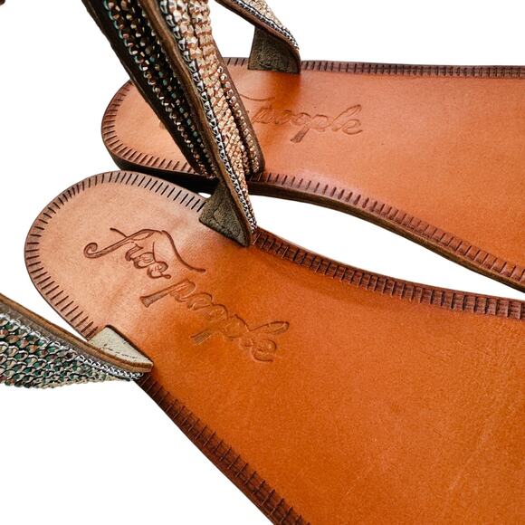 Free People Sunset Cruise Minimal Toe Ring Crystal Wrap Sandals Women's 40/9 - Picture 6 of 10